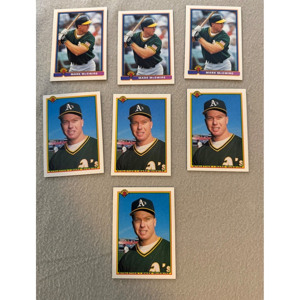 Mark McGwire Bowman Baseball Card Lot of 7 Oakland A's 1989 1990 Raw Vintage